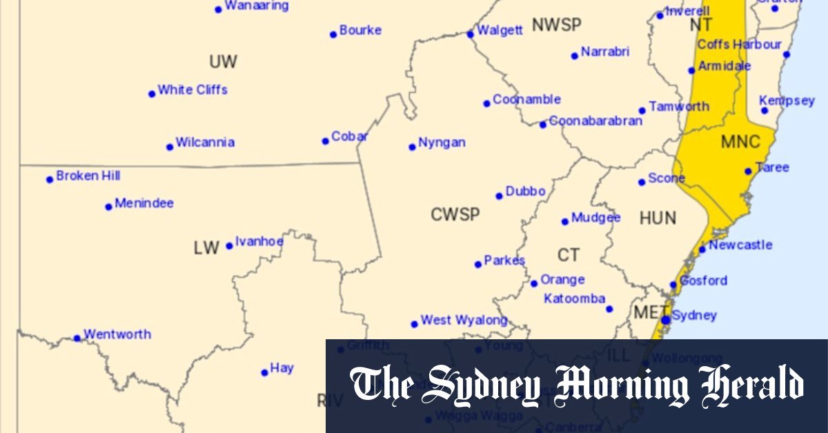 'Bombanes' virgate severe weather warning for Sydney